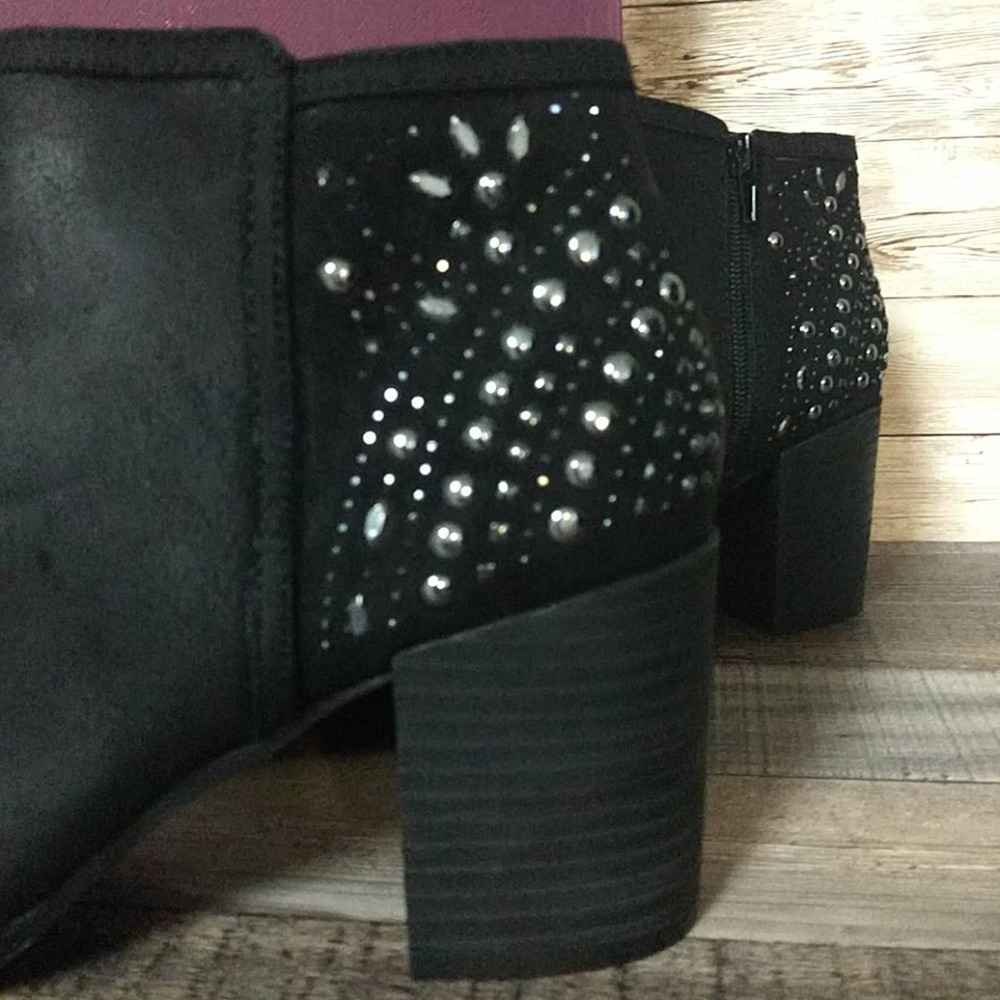 Fergie Leather Bless Bootie Ankle Boots Black 8.5 - Picture 5 of 12